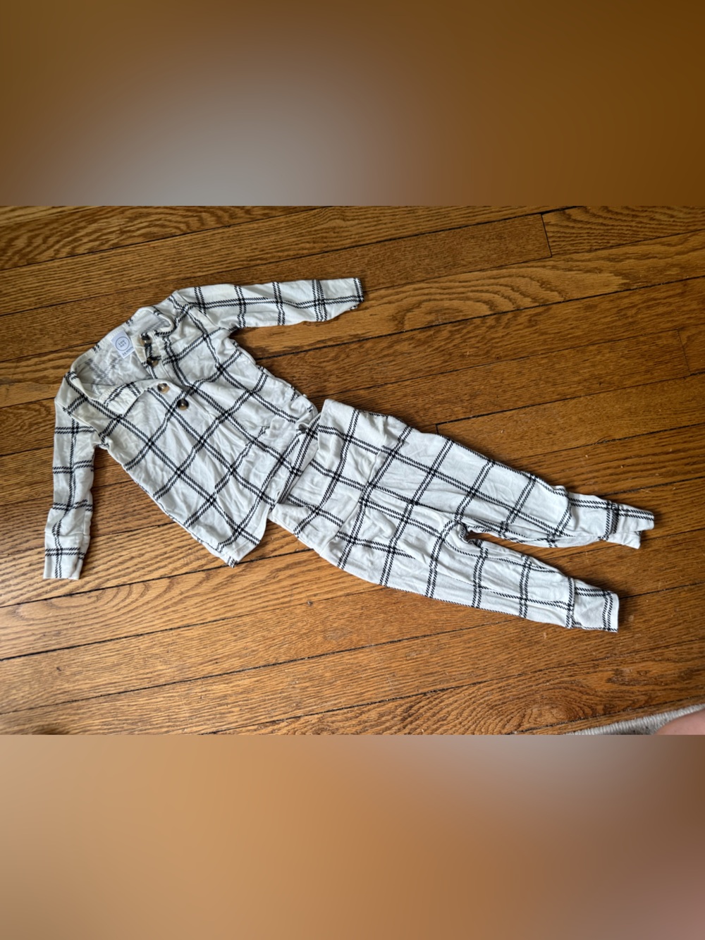 Lou Lou & Company White and Black Plaid Kids Pajama Set - Size 3-6 Months